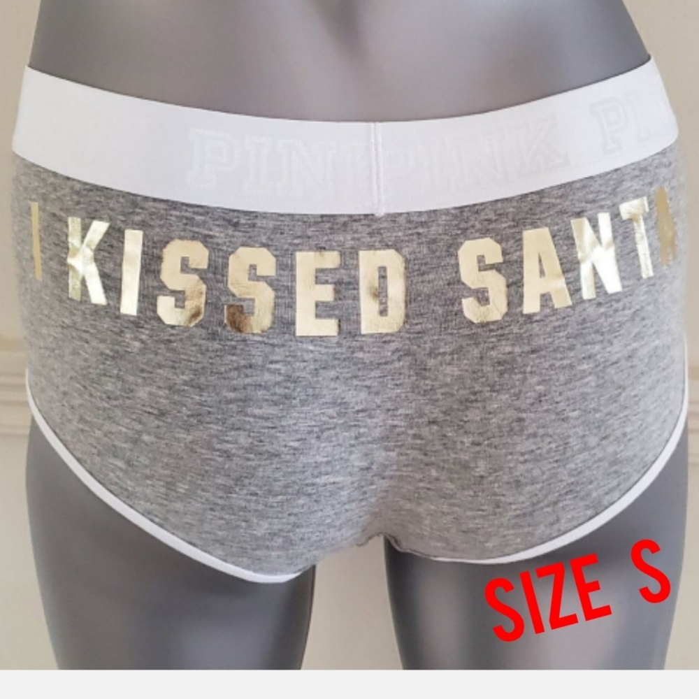 RARE HTF VS pink I KISSED SANTA Boyshorts Panty